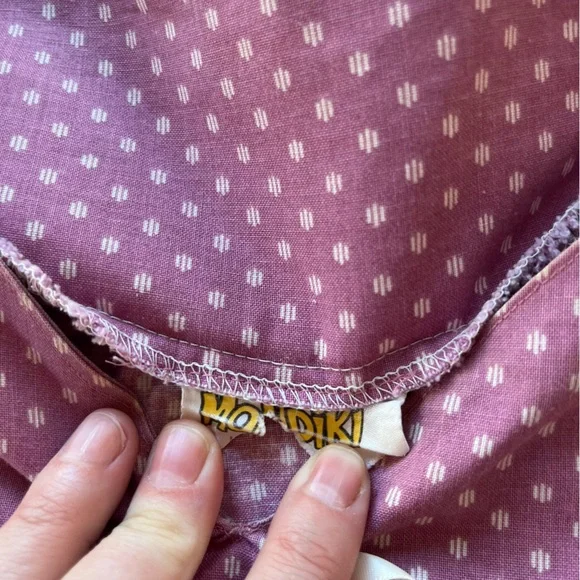 Vintage Pink Polka Dot Peasant Blouse Large Bow Detail Puff Sleeves 100% Cotton - Picture 7 of 9